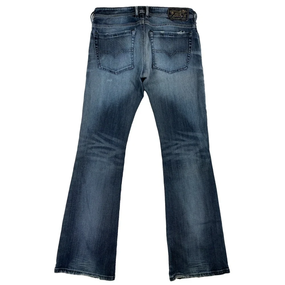 Diesel Zathan Bootcut Blue Denim Jeans Men's 32 x 34 Distressed